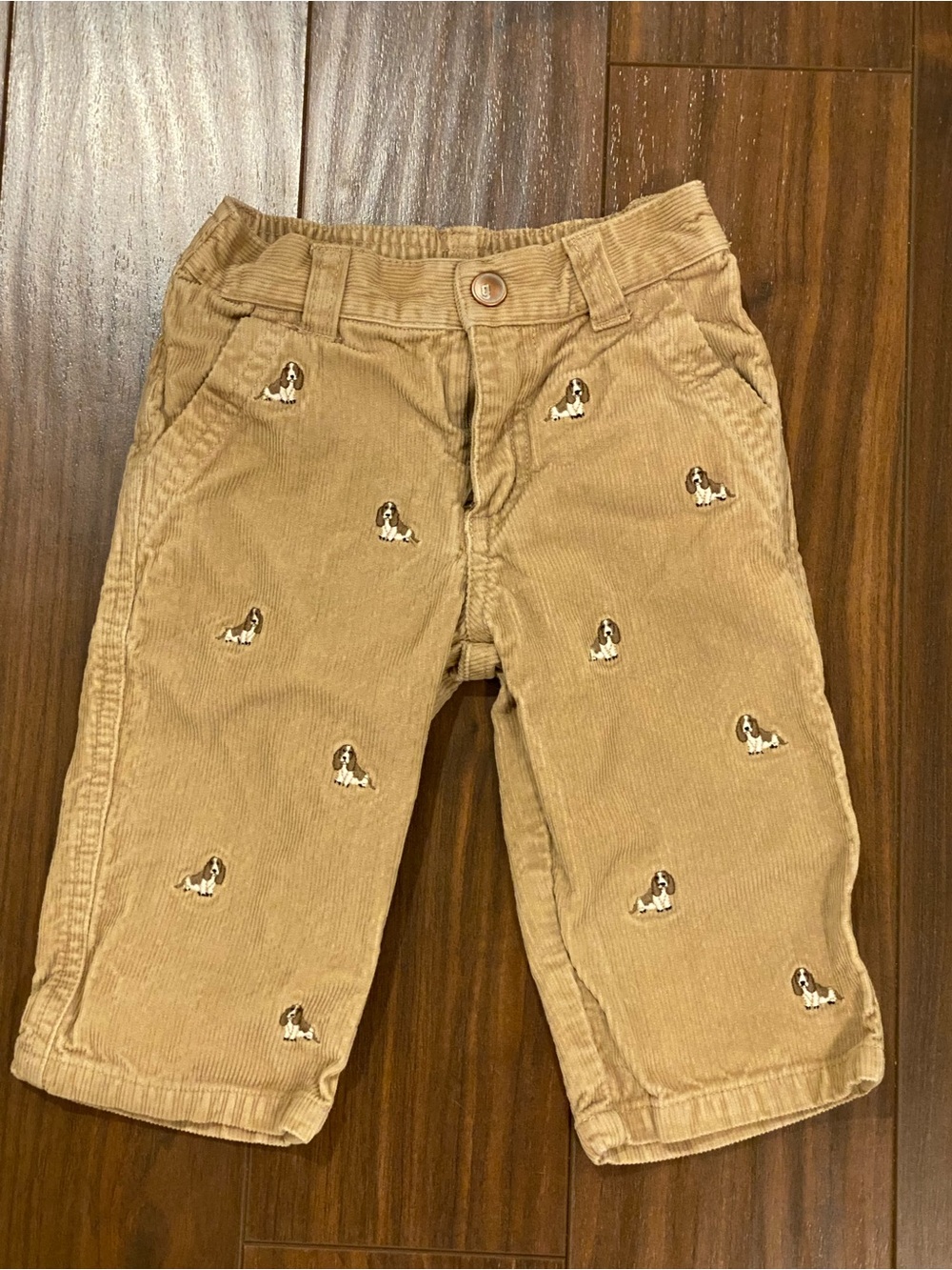 Gymboree tan corduroy puppy dog beagle basset hound pants 2008